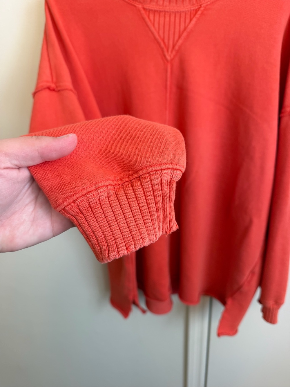 aerie Oversized Distressed Pullover Crewneck Sweatshirt Red Size Small - Picture 5 of 8